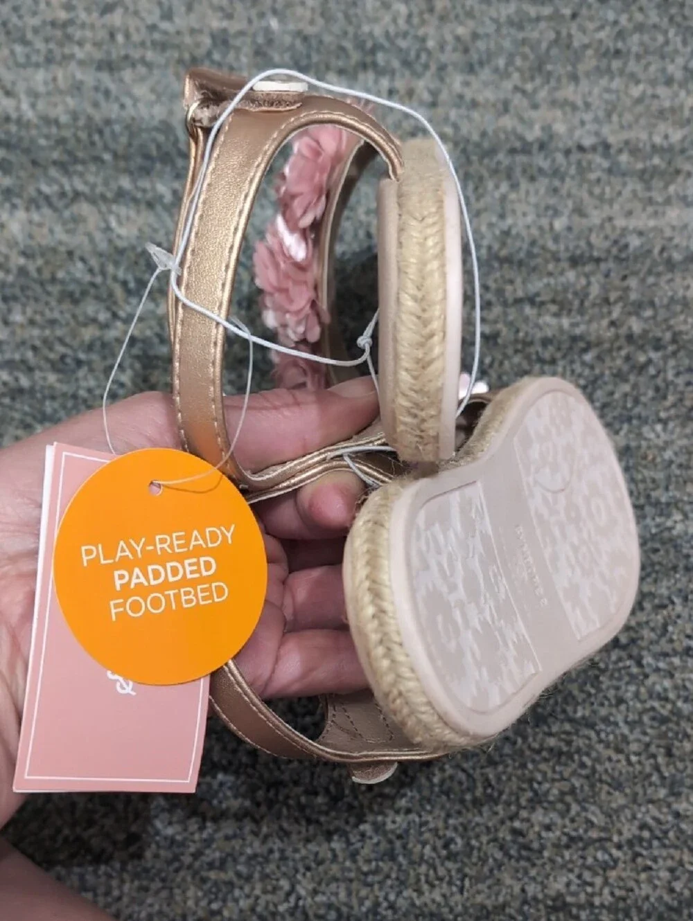 NEW Gymboree Rose Gold Floral Strap Sandals Size 13